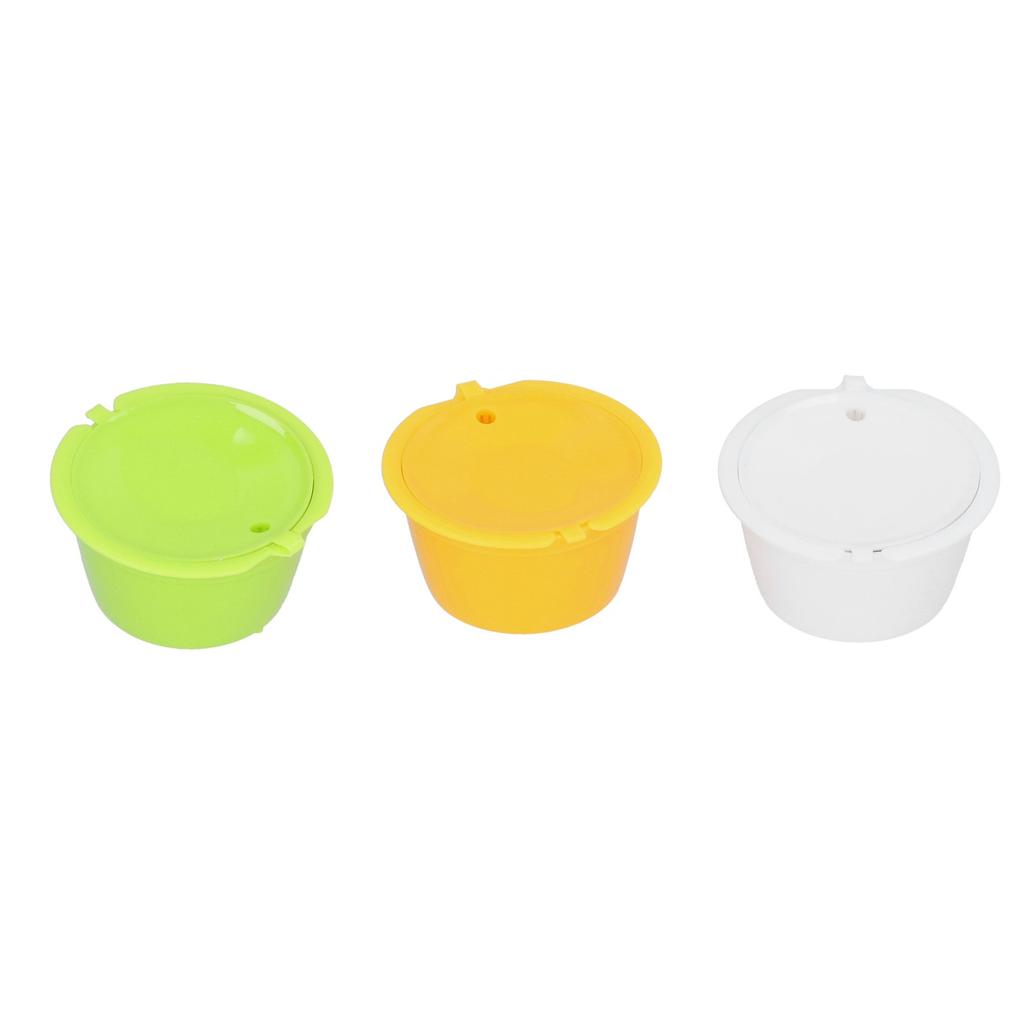 3PCS Colorful Rusable Coffee Filters Coffee Capsule Cup with Brush Spoon Cafe AccessoriesYellow Green White