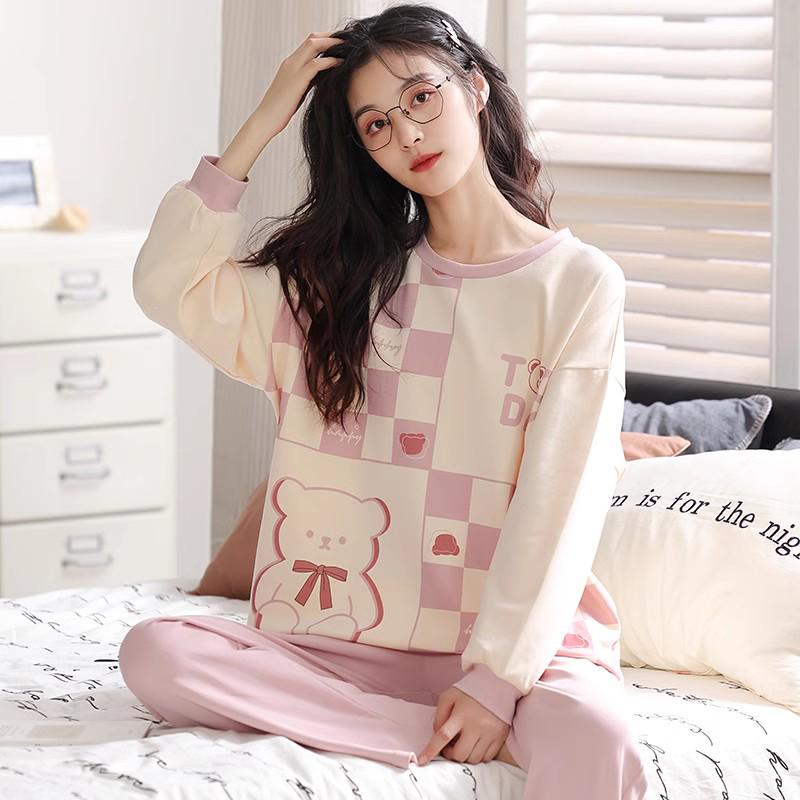 Pure Cotton Women's Sweet Style Long Sleeve Pajama Set - New for Spring, Summer, Autumn 2025.