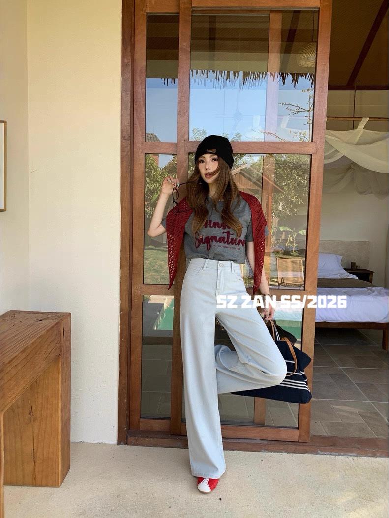 2026 Early Spring Light Gray Wide-Leg Pants - Slimming, Straight, Versatile & Breathable Small