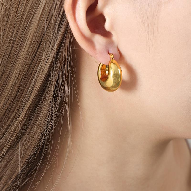 Francuskie Retro Metalowe Tytanowa Stal Nieblaknące Nausznice - Eleganckie, Lekkie Kolczyki dla Kobiet.