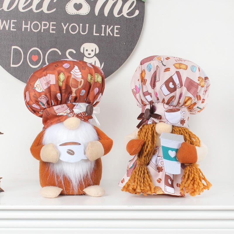 Chef Hat Coffee Cup Doll Props Cute Midget Standing Rudolph Doll Decorative Ornament