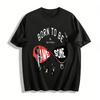 Cool Skateboard Headphone Print Streetwear Casual T-Shirt Pure Cotton T-shirt