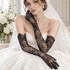 Elbow Length Sheer Lace Bridal Gloves Long Prom Glove Tulle Gloves  Bride Dinner Party Evening