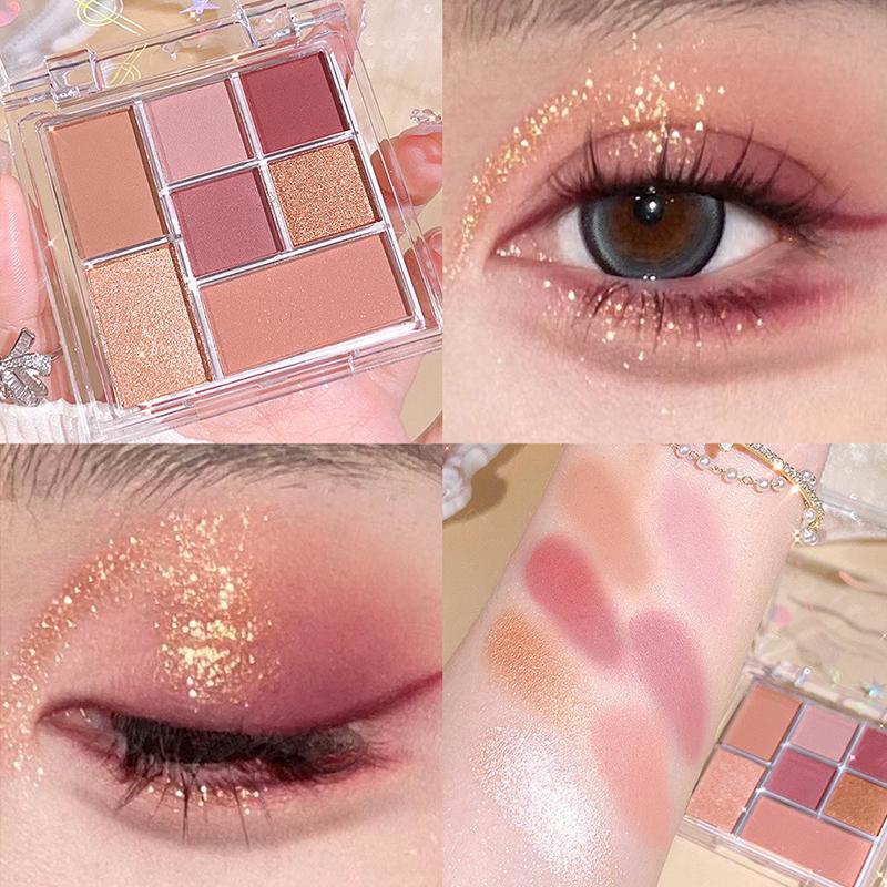 1PC Transparent Party Pearlescent Date Makeup Earth Color Eye-catching Seven Colors Stage Eye Shadow Plate Makeup Multi-function