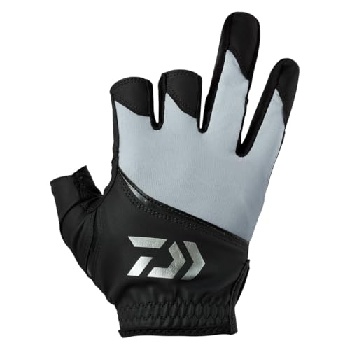 Daiwa Padded UV Protection Gloves, 3-Piece Cut, Gray, Size M, 25DG-2025