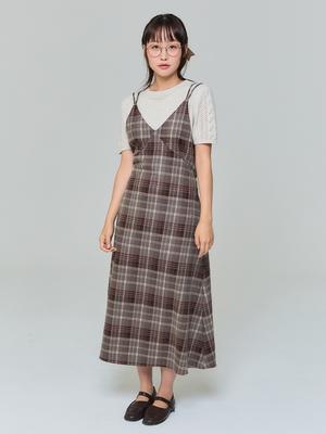 Adore Bell Bustier Maxi Dress - Brown Check