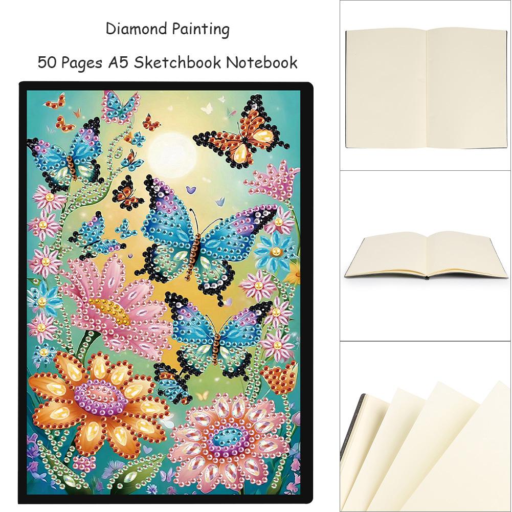 50 Pages A5 Special Shaped Colorful Pattern DIY Diamond Painting Sketchbook Drill Painting Wireless Strip Diary Book for Adults