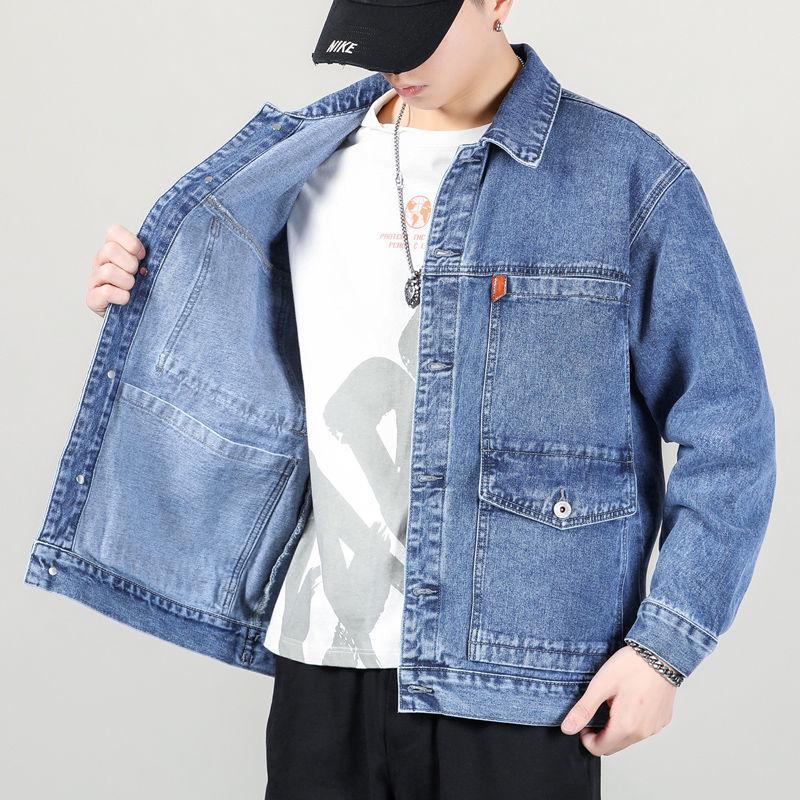 Men's Japanese Style Multi-Pocket Denim Jacket - Trendy Loose Fit for Spring & Autumn