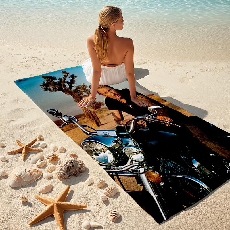 French legendary rock singer and actor Johnny Hallyday towel outdoor camping vacation swimming beach towel outdoor absorbent bath towel Y6