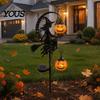 Metall-Rasenornamente für den Garten, Solarbetrieben, Halloween-Hexe, Kürbis, Erdspieß-Licht, Besen, Mond, Saisonale Außenatmosphärenlichter, Statue, Skulptur