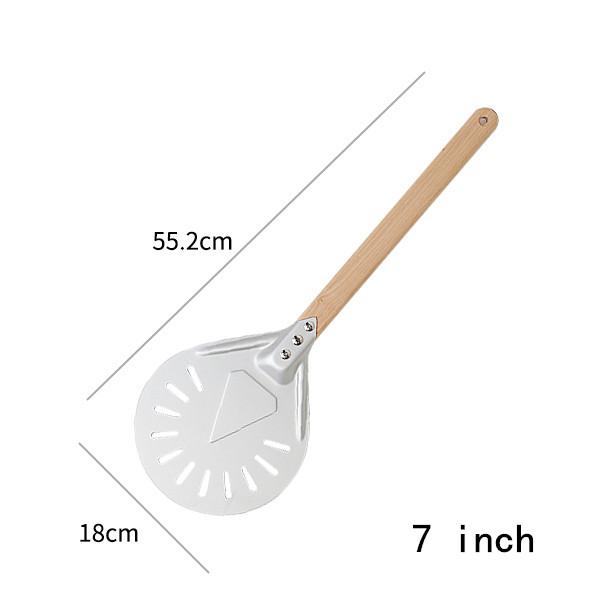7/8/9 Inch Aluminum Perforated Pizza Peel Metal Round Pizza Paddle Non Slip Wooden Handle Pizza Spatula Shovel Baking Tools