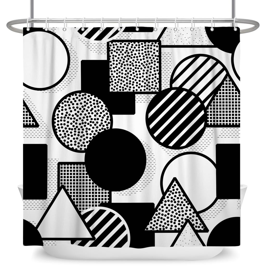 Geometrisches Muster Duschvorhang Modern Minimalistisch Wasserdicht Badvorhang Badezimmer Dekor Polyesterstoff Mit Haken Inklusive