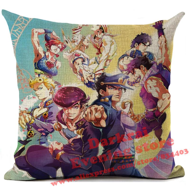 Jojos Bizarre Adventure Japanese Harajuku Manga Cushion Cover Living Room Sofa Square Throw Pillows Home Decoration Pillowcase