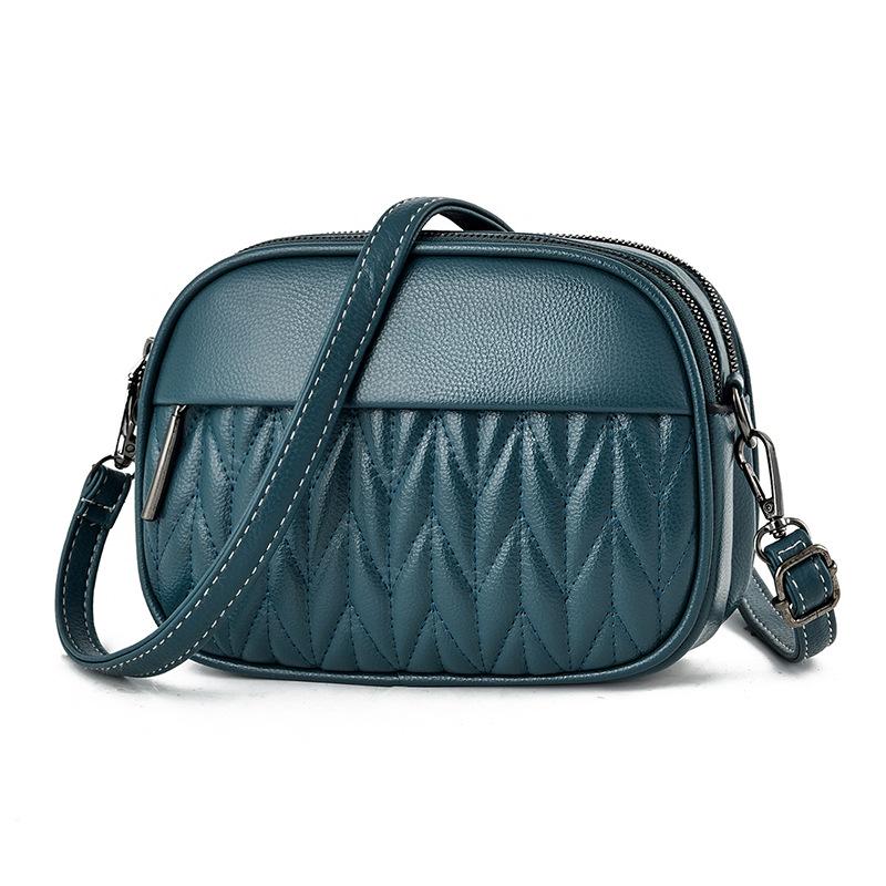 Women's Bag  New Trend Messenger Bag Simple Shoulder Bag Korean Version Soft Leather Mother's Mobile Phone Bag Shoulder Bag AVE