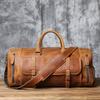 NZPJ Vintage Genuine Leather Men's Travel Bag Crazy Horse Leather Duffel Bag Large Capacity Top-Layer Cowhide Handbag Crossbody