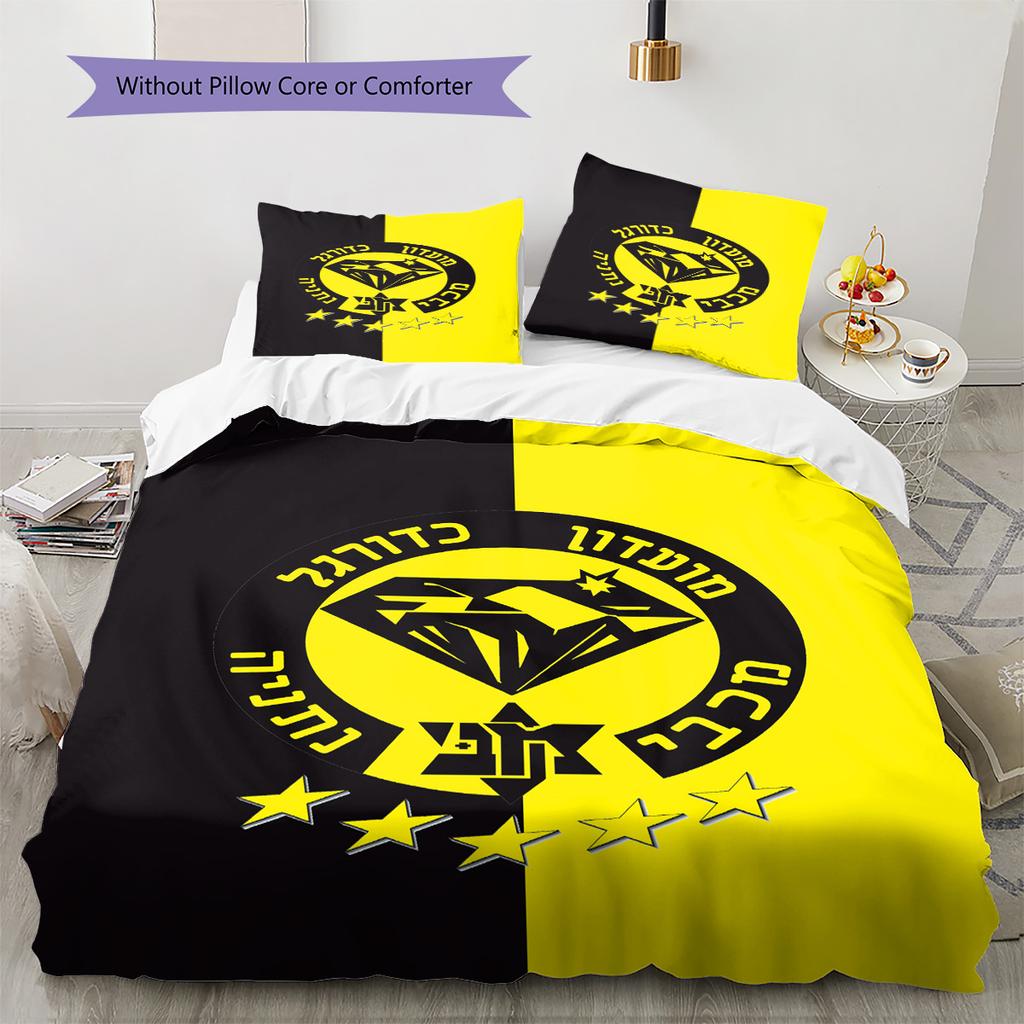 Juego de Ropa de Cama con Patrón del Maccabi Netanya FC Funda Nórdica Funda de Almohada Decoración del Hogar Regalo (1 * funda nórdica + 2 * fundas de almohada, sin núcleo)