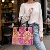 Elegant Pink Gold Pattern Tote Bag Casual Daily Use Large Capacity Stylish Handbag for Women Outdoor Shopping