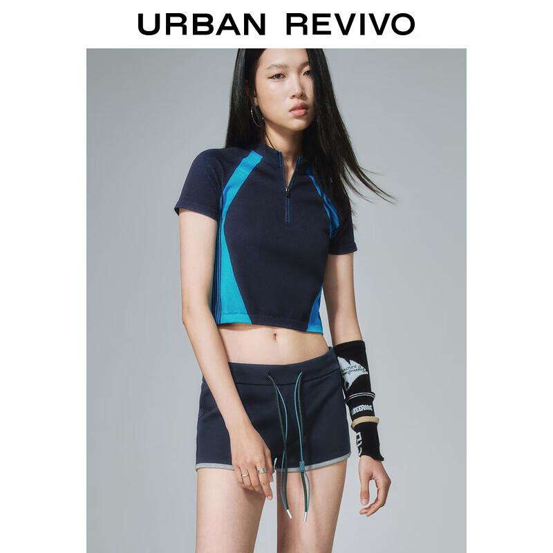 UR Women's 2025 Spring Color Block Zipper Knit Top