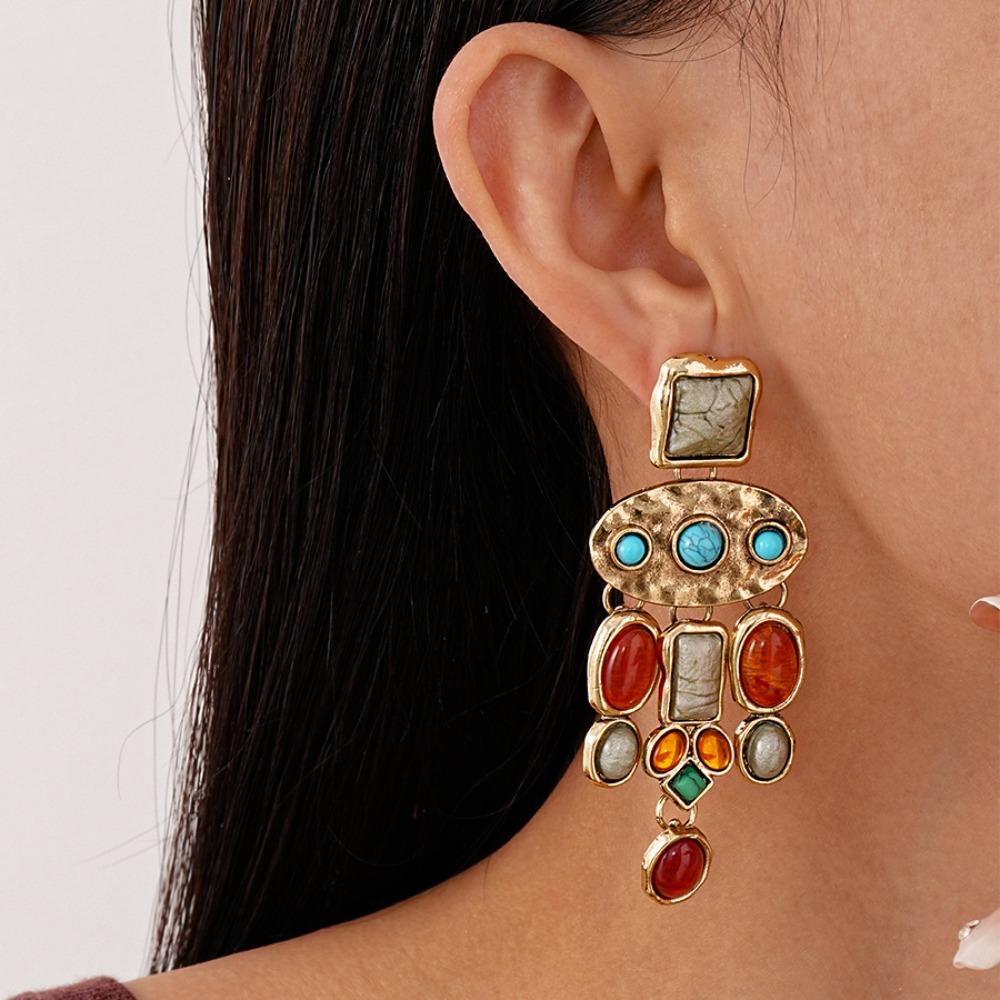 Turquoise Bohemian Turquoise Earrings Green Water Drop Earrings Pendant  Women