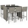 7 Piece Garden Bar Set Grey Poly Rattan