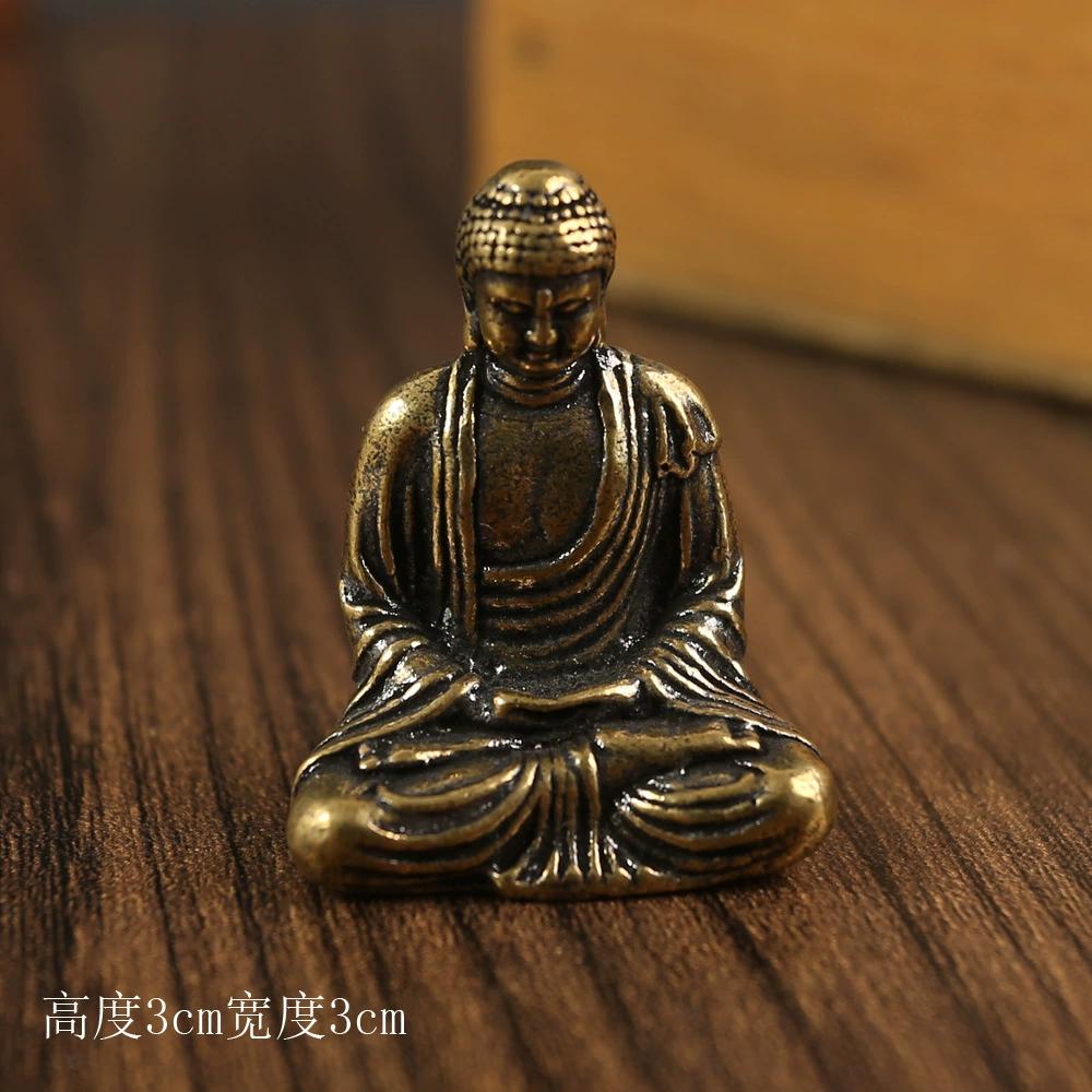 Mini Buddha Statues Copper Home Decoration Desktop Decor Sitting Miniature Home Office Desk Car Figurines Crafts Ornament New