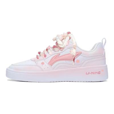 Li Ning Sycee Pink Mist Cherry Blossom Synthetic Leather Abrasion Resistant Lightweight Cushioning Low Top AGCT340-5()