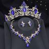 Water Drop Bridal Jewelry Sets Luxury Tiaras Crown Necklace Earrings Wedding dress Dubai Jewelry Set Costume accessories