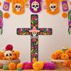 Mexico Day of the Dead Skull Cross Flower Skull Ghost Festival Decoration Death Day Cross Halloween Party Wall Decoration