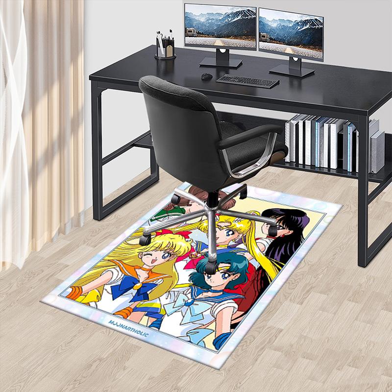 

1pc Sailor Moon Chair Mat: Anime Cartoon Design Office Rug, Non-Slip Carpet for Desk, Sailor Scout Decor Gift, Suitable for Home Office, Living Room, 60cm by 90cm