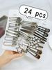 24-teiliges Damen Silber Haarnadel Haarspangen Set Dopamin Girl Y2k Haarspange Liebe Diamant Buchstabe Entenschnabel Clip Karte
