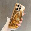 Fashion Golden Horse Pattern Gold Metallic Paint Glass Phone Case For iPhone 17 16 15 14 13 12 11 Pro Max Plus 17 Air 16E Cover