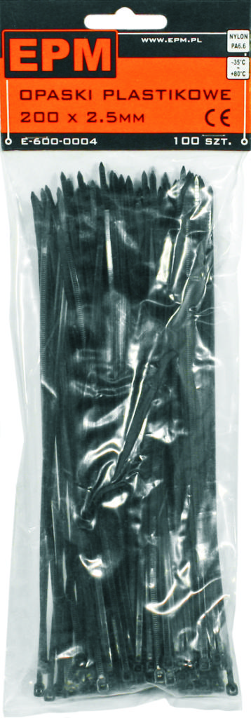 Plastic Tie Bands Pa6.6 100Pcs Black 100*2.5 - E-600-0002