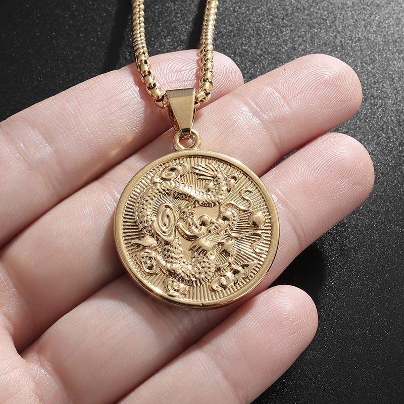 Exquis collier de bête dragon auspicieuse pour femmes Style ethnique Pendentif dragon des douze signes du zodiaque Bijoux amulette pour filles