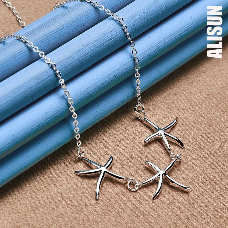 925 Sterling Silver Three-star Necklace Fashionable Wedding Jewelry