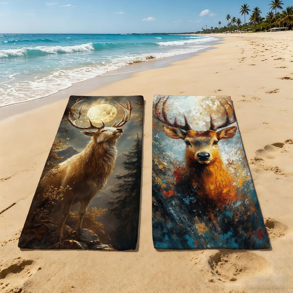 Waldhirsch Kunsthandwerk Handtuch Für Outdoor Camping Strandhandtuch Super Saugfähig Schnelltrocknend Sommerhandtuch