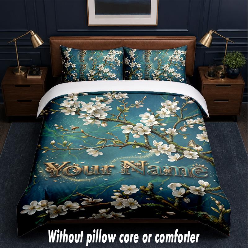 Decorative Artwork Theme Custom Text Or Name 3Pcs Bedding Set,1 Flat Sheet & 2 Pillowcases Personalized Home Bedding