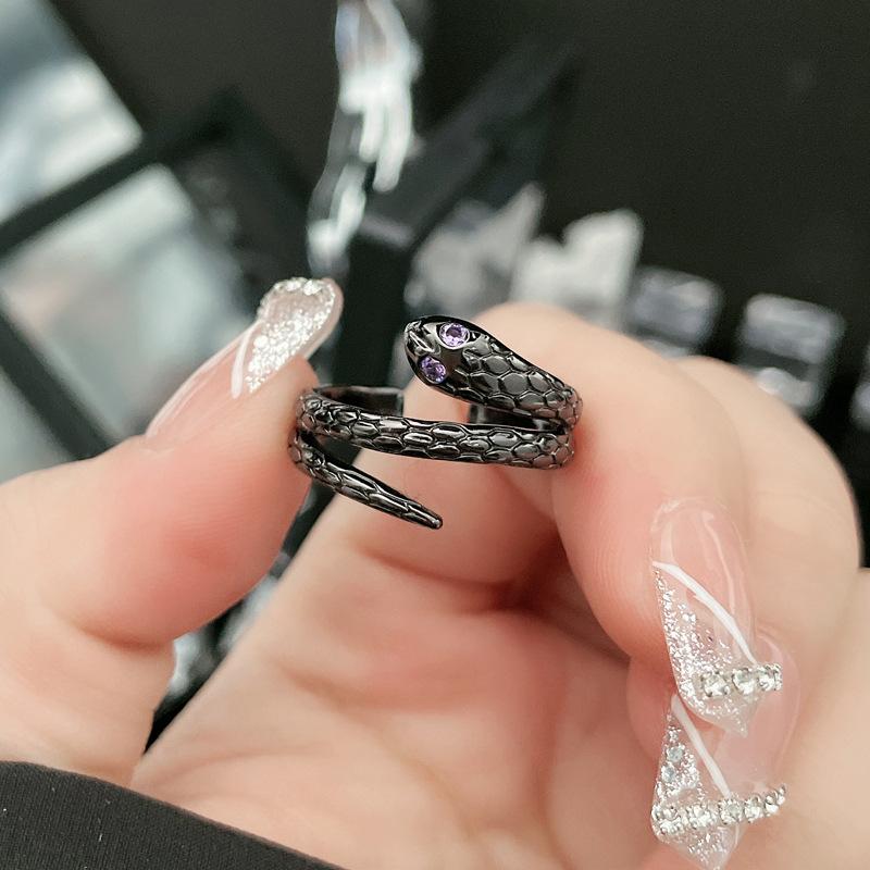 Retro Ballet Ribbon Bowknot Snake Ring Set For Women Copper Punk Gothic Open Ring Designer  Creative Fashion Accessories
