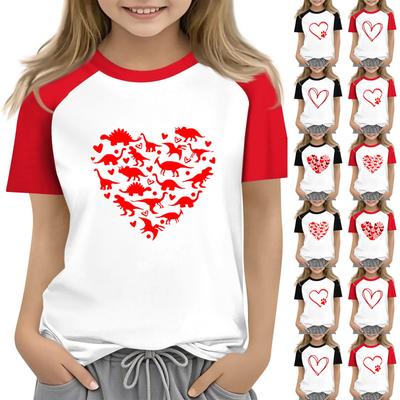 Toppar för unga flickor 4-16 år Rund hals Kort ärm Trendiga toppar