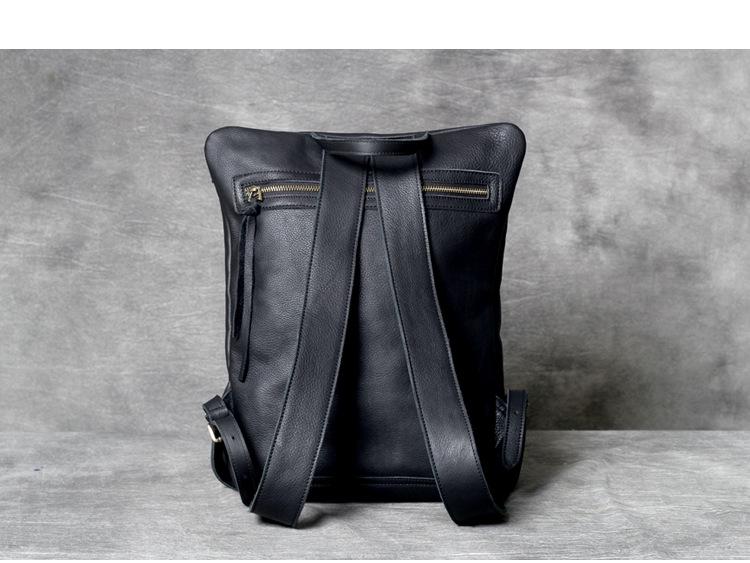 Genuine Cowhide Leather Minimalist Backpack: Handmade, Simple, Versatile Design for Men and Women.