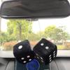 Fluffy Plush Dice for Car Mirror - Retro Square Miller - Pair of Hanging