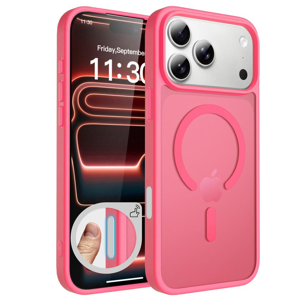 For Apple 17promax Skin-feeling Frosted Semi-permeable Magnetic Phone Case 16pm with Button Anti-fall Airbag 15 Case