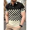 Black White Checkered Polo Shirt Men Short Sleeve Casual Breathable Slim Fit Streetwear Fashion Summer Top For Daily Male Shirts