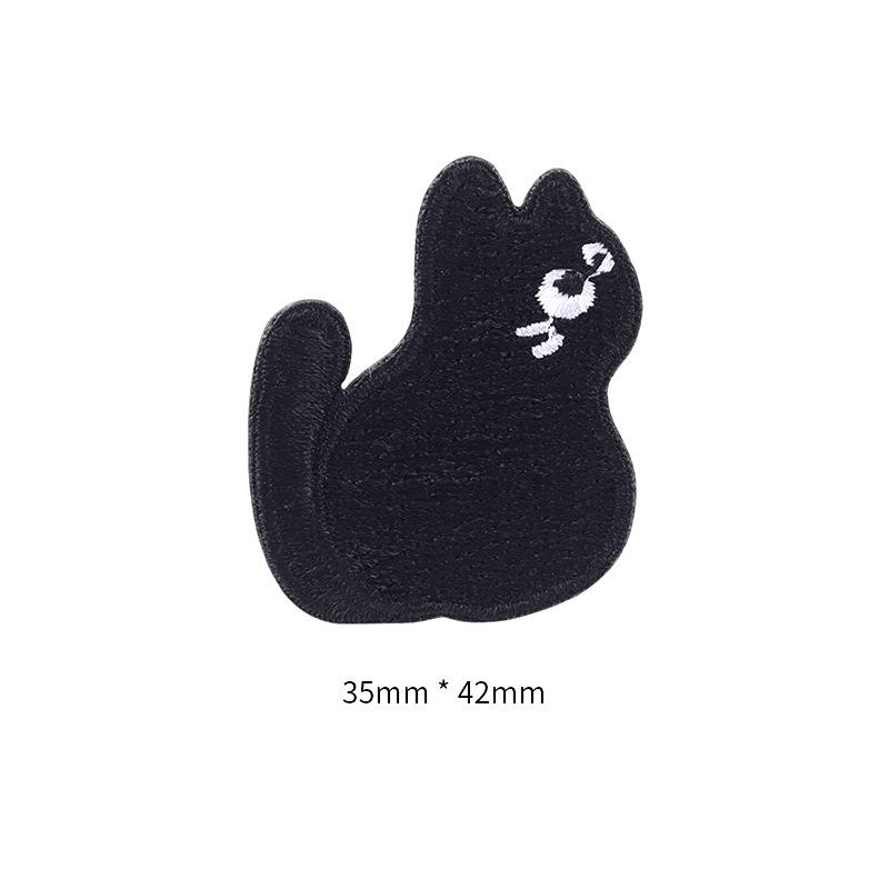 Self-Adhesive Black Cat Cloth Sticker, Clothes, Holes, Embroidery Patch Sticker, T-Shirt, Pants Pattern Decal, No Trace Repair Subsidy