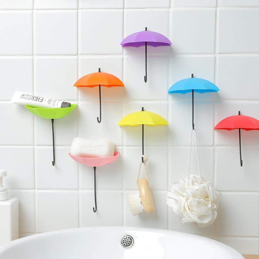 

3/6/9Pcs Cute Umbrella Wall Hook Key Hanging Bag Brush Holder Decorative Organizer 3pcs