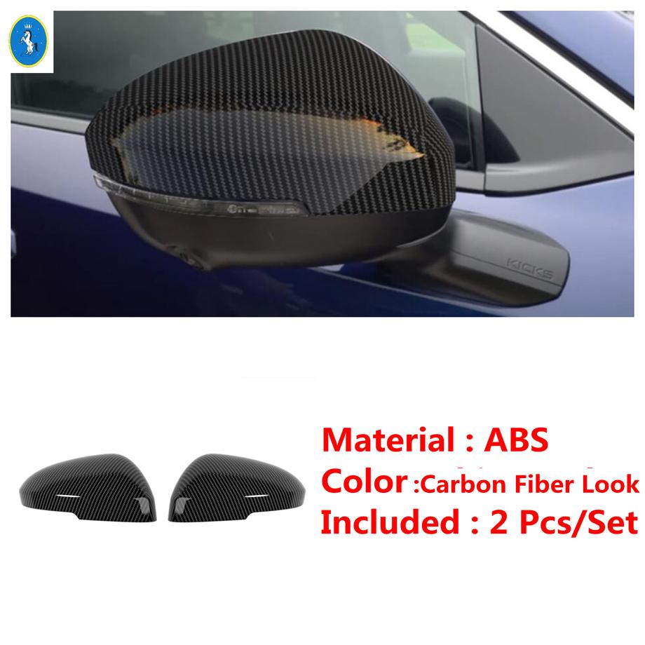 Shiny / Carbon Fiber Look / Black Style Side Door Rearview Mirror Cover Trim For Nissan Kicks 2025 2026 Car ABS Accessories