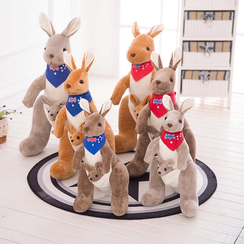 Scarf Mother and Son Kangaroo Doll Australian Simulation Plush Toy Doll