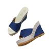 2024 Stylish European & American One-Strap Wedge Platform Slides: Plus-Size, Open-Toe Women's High Heel Slippers