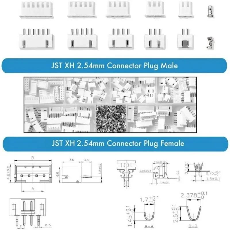 500PCS JST-XH Connector Kit 2/3/4/5/6 Pin Housing 2.54mm Crimp Terminals for RC Drone 3D Printer Arduino Projects