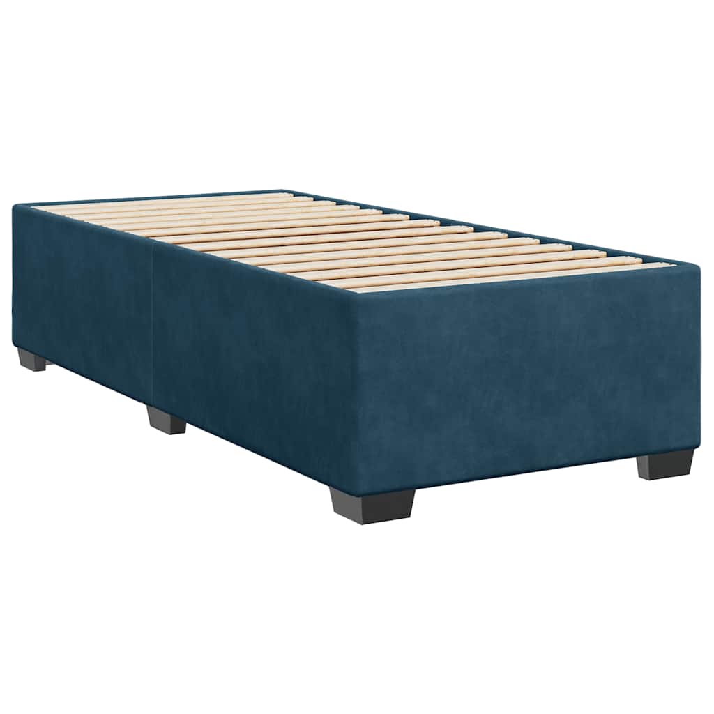Box Spring Bed with Mattress Blue 100x200 cm Velvet