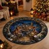 Christmas Cartoon Round Rug Waterresistant Carpet For Living Room Decor